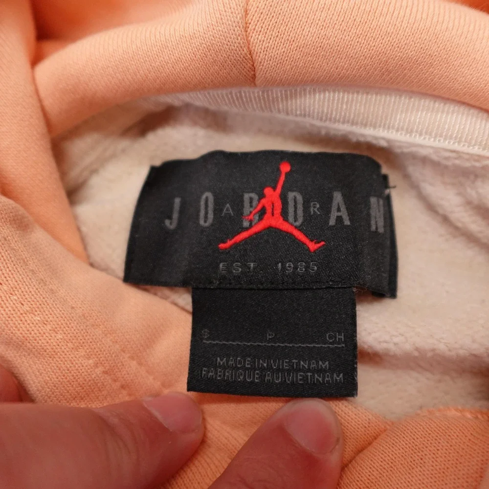 Jordan Hoodie Mens Small Beige Why Not Graphic Paisley Peach Pullover Fleece